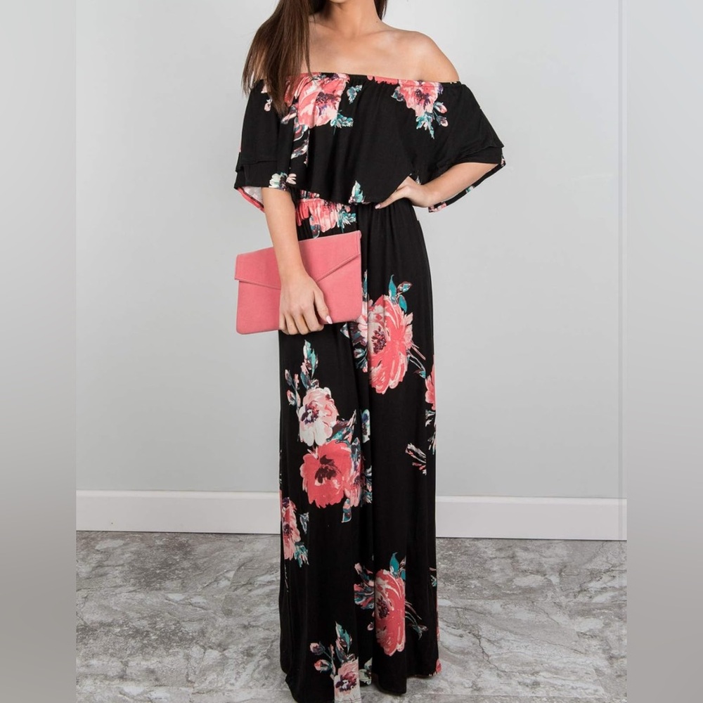 Floral Off-Shoulder Maxi Dress
